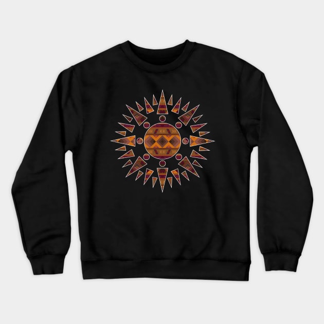 Native American pattern design Earth colours Inside a Sun Crewneck Sweatshirt by JDP Designs